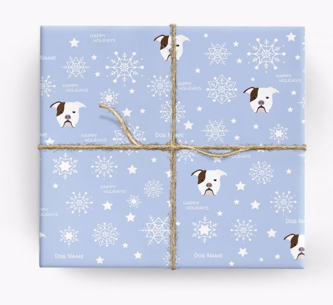 Personalized 'Happy Holidays' Christmas Wrapping Paper with your {breedFullName} icon